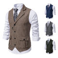 Männer Tweed Revers Weste Casual Retro Herringbone Weste Jacke Formelle Ärmellos