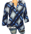 Winter Shirt Pullover Karo Bluse warmes Damenshirt  Blau-grau Kariert 42 44 46