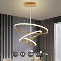 3 Kristall Ringen Moderne LED Hängelampe Schwarz/Gold Esstisch 54W Pendelleuchte