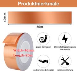 Kupferband Selbstklebend Kupferband Gegen Schnecken 20m x Kupferfolie EMI DIY