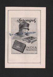 HANNOVER, Werbung 1926, B. Sprengel & Co. India Pralinen