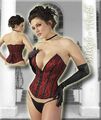 Gothic Satin Vollbrust Korsett / Corsage rot-schwarz 