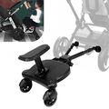 Buggy board für Kinderwagen Rollbrett Kiddy Trittbrett mit Sitz Mitfahrbrett