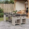 5-tlg. Garten-Essgruppe mit Kissen Hellgrau Poly Rattan