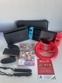 Nintendo Switch V2 Mit Mario Kart Und 7 Tage Free-Trial Online Neon Rot Blau