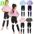 DE Kinder Mädchen Sportanzüge Jogginganzug Sport Sets Hosen +Crop Top Sportswear