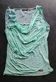 KHUJO | Damen T SHIRT * TOP Sommer | Wasserfall Ausschnitt | Mint Grün | Gr M 38