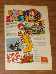 Seltene Werbung MCDONALD'S Viel Spass mit Ronald McDonald Walky Talky 1981