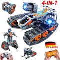 Technik Ferngesteuert Bauspielzeug mit LED Licht 4 in 1 RC Roboter Tracked Racer