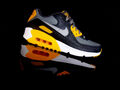 NIKE AIR MAX 90 Classic Leder Sneaker schwarz/grau/weiß gelb-orange Gr.38,5