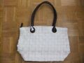 Shopper Tasche Beutel in Flechtoptik mit RV creme braun - NEU