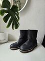 Shabbies Amsterdam 37 Boots Leder Winter Gefuttert Schwarz Schuhe Stiefel