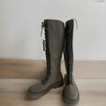 Stretch Stiefel Schnürstiefel Damen 39 Oliv Grün 