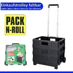 Einkaufstrolley Transport  Box Trolley 45L Faltbar  Einkaufswagen Schwarz 25kg