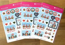 Eulen Merry Xmas Sterne Weihnachten Sticker Stickers Aufkleber, 3 Packungen OVP