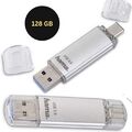 HAMA 128GB Speicherstick USB-Stick 3.0 & USB 3.1-Type-C für Handy, Tablet Silber