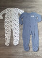 Baby Schlafanzug Pyjama  Gr. 98 Baumwolle 2 Teile Blau Weiß