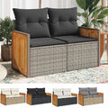 2-Sitzer-Sofa mit Kissen Poly Rattan Lounge Gartensofa Gartenbank Gartensessel 