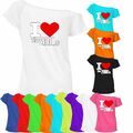 Damen I Love The 2000er Jahre T-Shirt schulterfrei Retro Party Outfit 6826 Posten