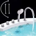 Handbrause Badarmatur Wannenrandarmatur 5 Loch Set Wannenrand Wasserfall Chrom