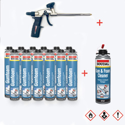 Soudal Bauschaum Pistolenschaum Montageschaum SET 750ml Pistole Reiniger 