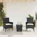 Bistroset Balkonset Gartenmöbel Sitzgruppe 3tlg. Schwarz Poly Rattan Glas vidaXL