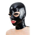 Erotik Kopfmaske mit Reißverschluss Latex Maske mit Augen Mund,Öffnung Sklave