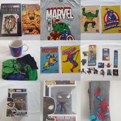 Marvel Mystery Box. Konvolut 6+ tolle Artikel, Funko Pop, Tasse, Schlüsselanhänger, FigurenWeihnachten, Geburtstag, Wichtel, Strumpffüller.