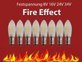 LED Filament Topkerze E10 Riffelkerze warm 8 16 24 34 V AC/DC Fire-Effect