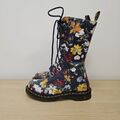 Dr. Martens 1b99 Vonda Darcy Blumen Blumenmuster Marineblau Leder Reißverschluss mittlere Wadenstiefel UK 5