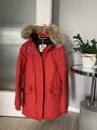 Tommy Hilfiger Damen Winterjacke Gr. S , rote Farbe mit Kapuze und Fell 