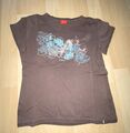 T-Shirt Shirt Oberteil Mädchen S. Oliver Gr. S dunkelbraun mit Blumen Motiv