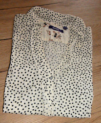 Mexx Bluse creme schwarz Dots Punkte 100% Baumwolle Halbarm Gr. 42