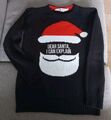 Weihnachtspullover H&M Gr 134/140 schwarz weiß rot Acryl X-mas I CAN EXPLAIN 