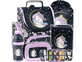 Pferd Einhorn Unicorn  Schulranzen Set  5 teile Federtasche Tornister Trinkflasc