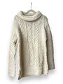 Carraig Donn 100% Merinowolle Damen Creme Grobstrick Pullover Größe L