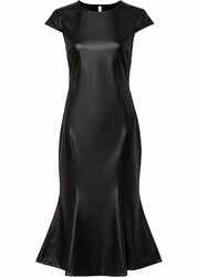 Lederkleid Gr. 36/38 Schwarz Damen Midi-Kleid Abendkleid Neu