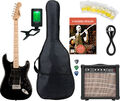 Squier by Fender Sonic Stratocaster Black Gloss HSS Starter Set Zubehör Amp 15W