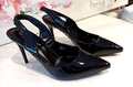 Pumps Schwarz Glänzend I279D Gr. 36 High Heels Slingpumps Schuhe Woman fashion