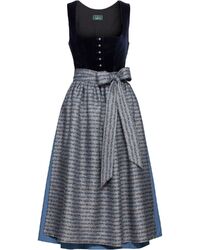 Luis Steindl Samt-Dirndl mit Jacquard-Muster midi Dirndl Balkonett-Ausschnitt