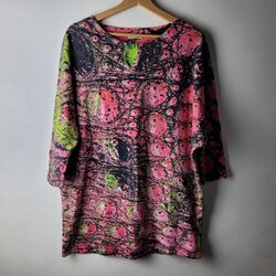 Emma Cook Damengröße 10 rosa grün bedruckt 100 % Baumwolle Sweatkleid Freizeit Sommer