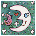 The Moon can think pink Mond Sterne Vogel Herz Kunstdruck Poster Plakat Rizzi 50