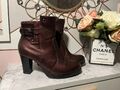 Jenny Fairy Damen Stiefeletten Biker Boots ~ Gr. 40 ~ Metallic Bordeaux Rot ~ 