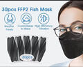 50x FFP2 Maske 4D Fisch Maske Mundschutz Masken Mundschutz CE Schwarz E9M0 E7M3