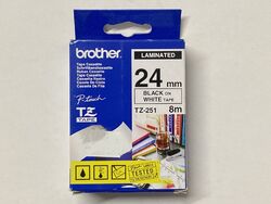 original Brother TZ-251 Schriftband 24mm 8m Black on White Tape Rechnung