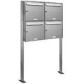 4er Premium Standbriefkasten V2A Edelstahl Anlage freistehend Postkasten 2x2 S