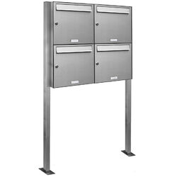 4er Premium Standbriefkasten V2A Edelstahl Anlage freistehend Postkasten 2x2 S