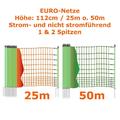 Geflügelnetz 112cm 25m 50m Euronetz Hühnerzaun Entenzaun Elektrozaun Hundezaun