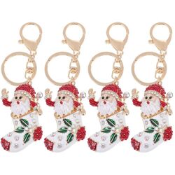  4 PCS Funkelnder Schlüsselanhänger Weihnachtsmann-Anhänger Geschenkidee