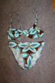 BIKINI SET  GRÖSSE 36 (70B) BLAU BRAUN GEMUSTERT MIT BÜGEL